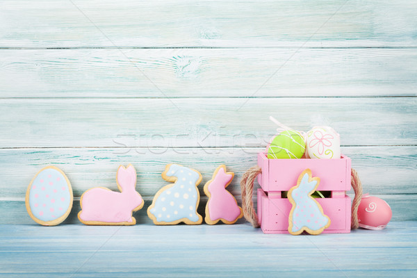 Foto stock: Pascua · pan · de · jengibre · cookies · huevos · conejos