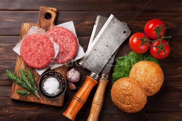 Tasty grilled home made burgers cooking Stock photo © karandaev