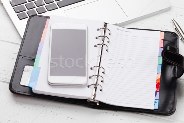 Bureau travail table smartphone portable [[stock_photo]] © karandaev