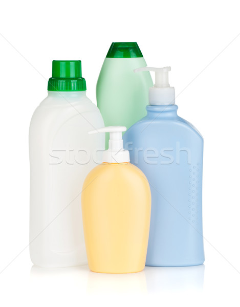 пластиковых бутылок чистящие средства изолированный белый дома Сток-фото © karandaev