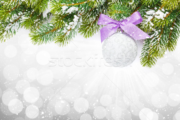 Christmas colorful decor and snow fir tree Stock photo © karandaev