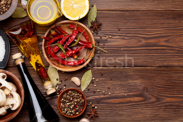 Various spices on wooden background Stock photo © karandaev