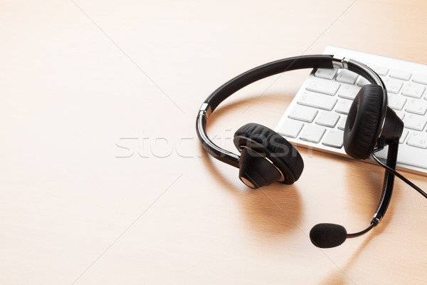 Stock foto: Headset · Call · Center · Unterstützung · pc · Tabelle