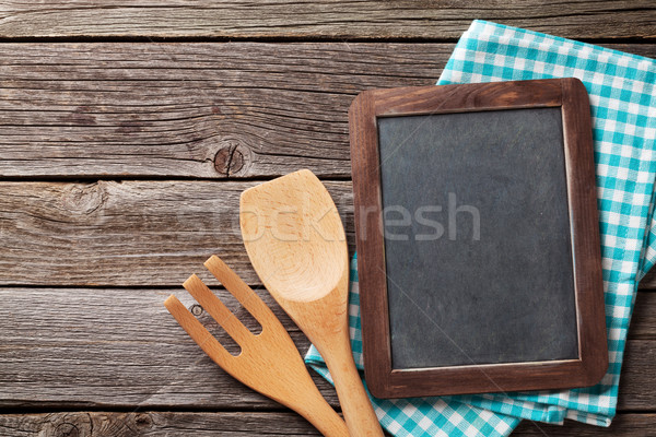 Blackboard and cooking utensils Stock photo © karandaev