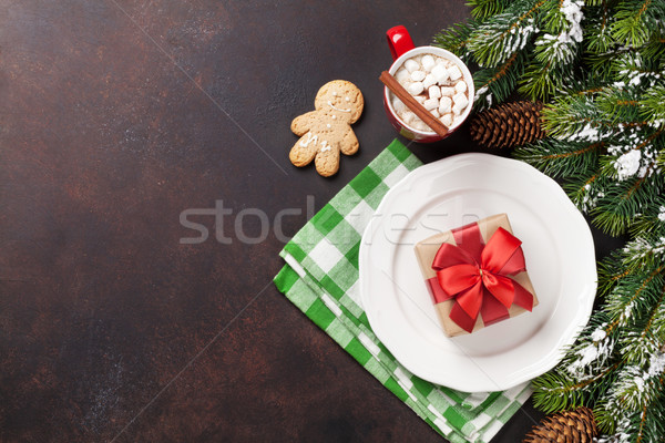 Zdjęcia stock: Christmas · szkatułce · tablicy · gorąca · czekolada · ptasie · mleczko