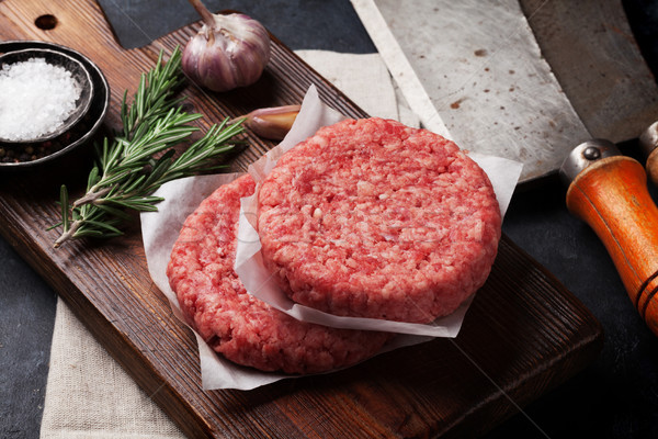 Nyers marhahús hús házi grill főzés Stock fotó © karandaev