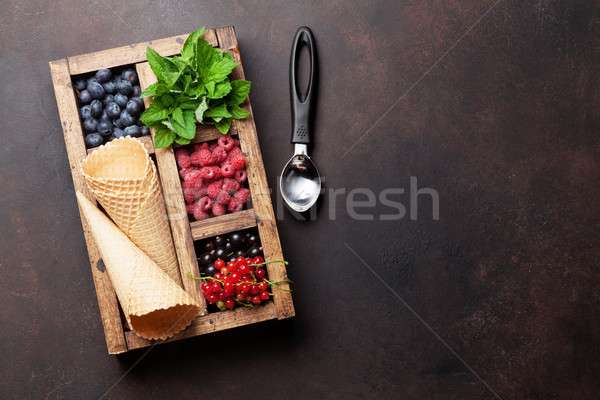 Ice cream with berries cooking Stock photo © karandaev