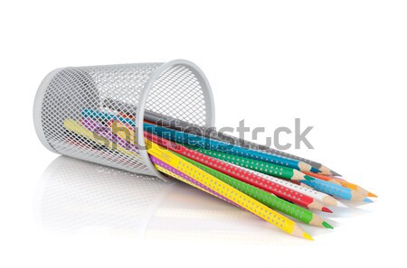 Various colour pencils in holder Stock photo © karandaev