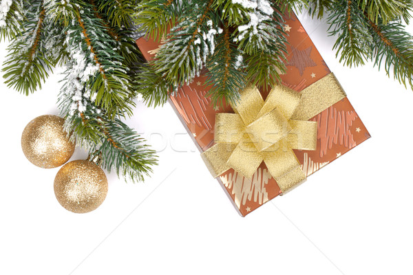 Stock foto: Geschenkbox · Weihnachten · Dekor · isoliert · weiß