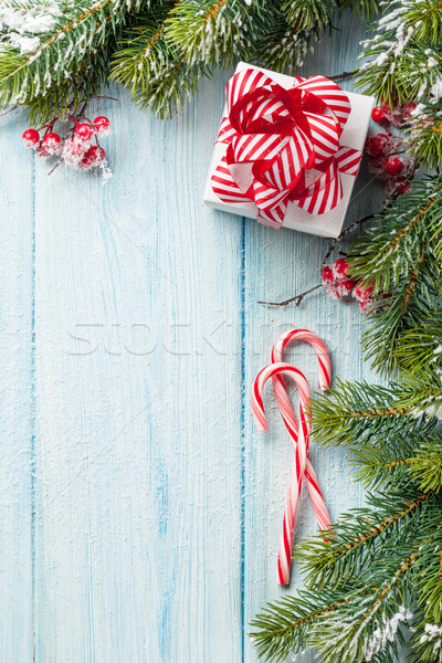 Stockfoto: Christmas · geschenkdoos · snoep · riet · tak