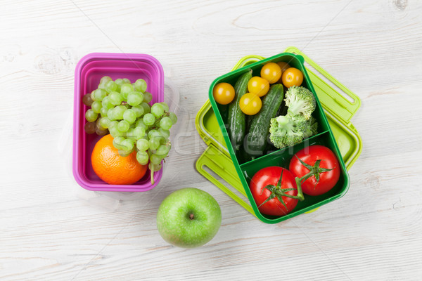 Lunch vak plantaardige vruchten houten tafel kinderen Stockfoto © karandaev