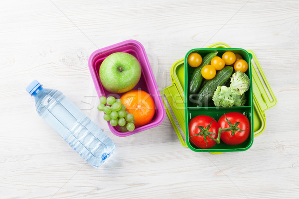 Lunch box with vegetable and fruits Stock photo © karandaev