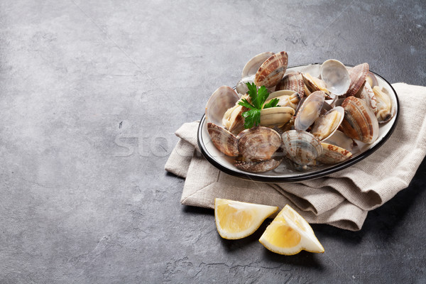 Fresco frutos do mar pedra tabela cópia espaço mar Foto stock © karandaev