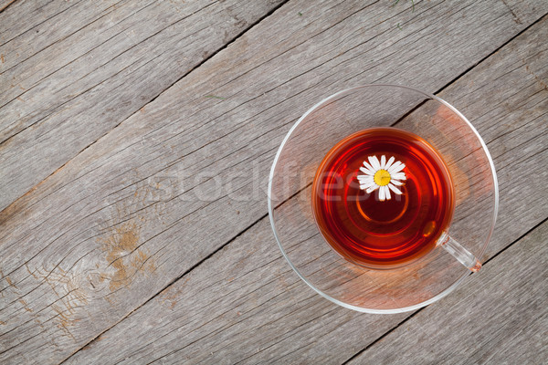 травяной чай ромашка цветок деревянный стол продовольствие древесины Сток-фото © karandaev