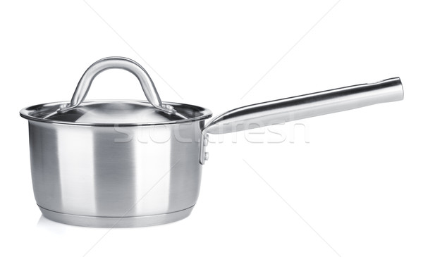 Aço inoxidável pote isolado branco comida casa Foto stock © karandaev