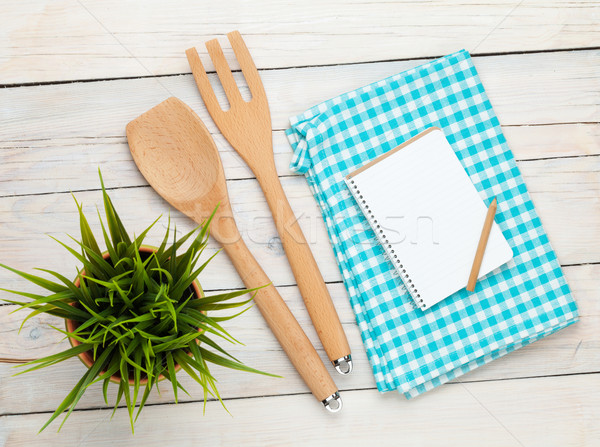 Küchengerät Merkzettel Holztisch weiß Kopie Raum Stock foto © karandaev