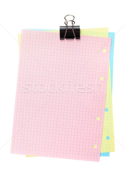 Colorful lined office paper with clip Stock photo © karandaev