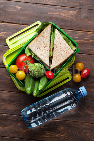 Stock foto: Mittagessen · Feld · Gemüse · Sandwich · Holztisch