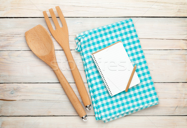 Küchengerät Merkzettel Holztisch weiß Kopie Raum Stock foto © karandaev