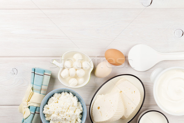 Sour cream, milk, cheese, eggs and yogurt Stock photo © karandaev