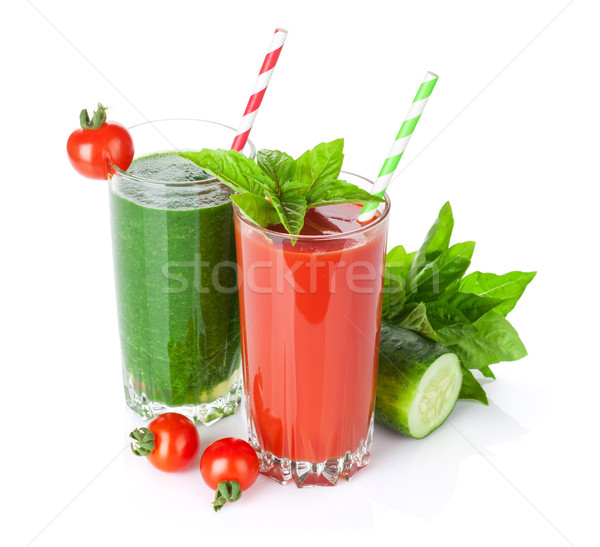 Frischem Gemüse Smoothie Tomaten Gurken isoliert weiß Stock foto © karandaev