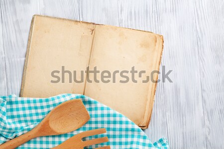 Jahrgang Rezept Buch Besteck Zutaten Kochen Stock foto © karandaev