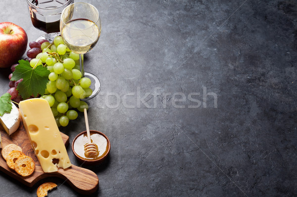 Wine, grape, cheese and honey Stock photo © karandaev