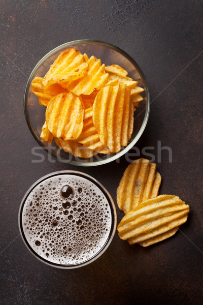 пива картофельные чипсы каменные таблице Сток-фото © karandaev