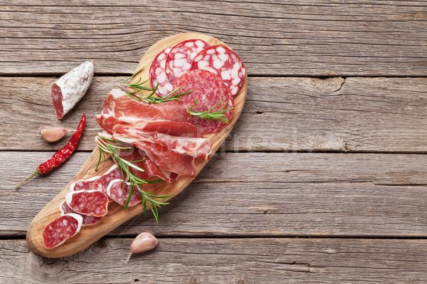 Salami, sliced ham, sausage, prosciutto Stock photo © karandaev