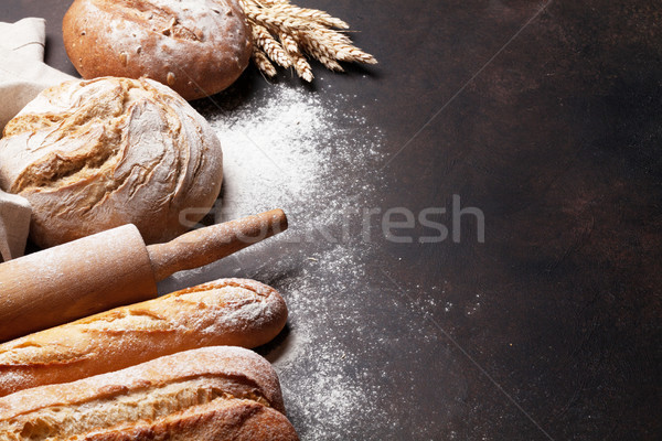 Various crusty bread and buns Stock photo © karandaev
