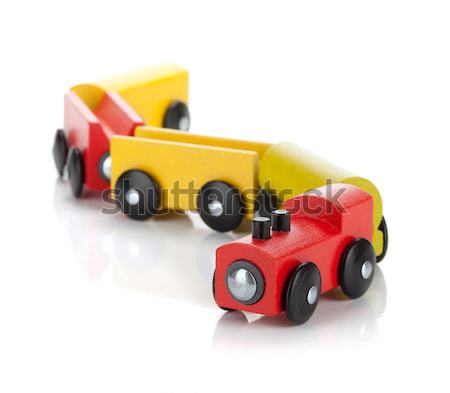 Drewniane zabawki kolorowy pociągu odizolowany biały baby Zdjęcia stock © karandaev