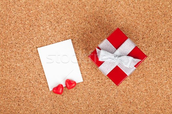 Blank valentines photo frame and small red gift box Stock photo © karandaev