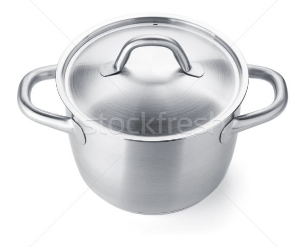 [[stock_photo]]: Acier · inoxydable · pot · isolé · blanche · alimentaire · maison