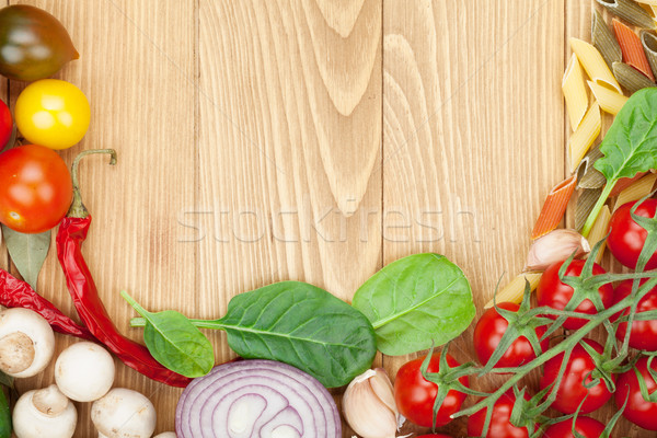 Fresche ingredienti cottura pasta pomodoro cetriolo Foto d'archivio © karandaev
