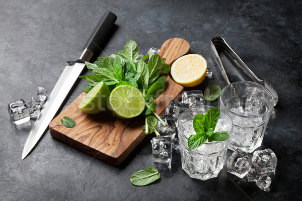 Mojito cocktail making Stock photo © karandaev