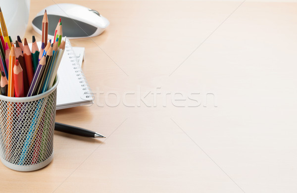 Office desk table with supplies Stock photo © karandaev