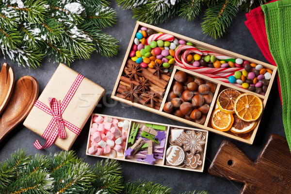 Christmas food decor and gingerbread cookies Stock photo © karandaev
