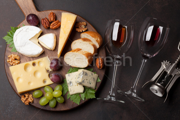Wine, grape and cheese Stock photo © karandaev