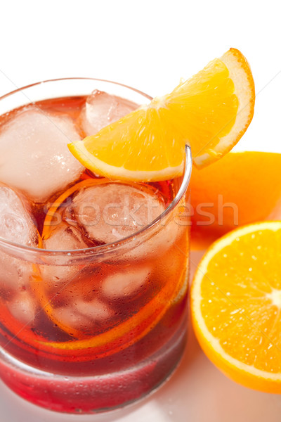 Alcohol cocktail collection - Negroni with orange slice Stock photo © karandaev
