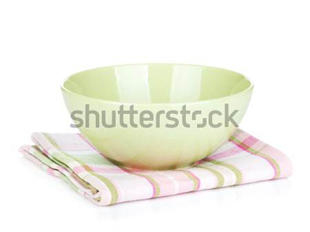 Salad bowl over kitchen towel Stock photo © karandaev