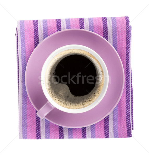 Purple coffee cup over kitchen towel Stock photo © karandaev