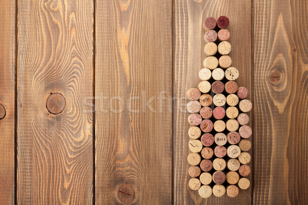 бутылку вина деревенский деревянный стол копия пространства Сток-фото © karandaev
