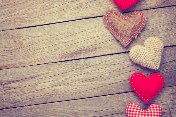 Valentines day background with toy hearts Stock photo © karandaev