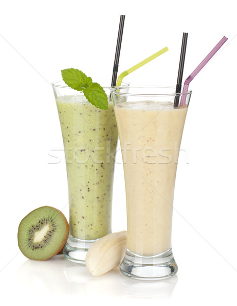 Kiwi and banana milk smoothie Stock photo © karandaev