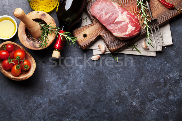 Stock photo: Raw beef steak cooking