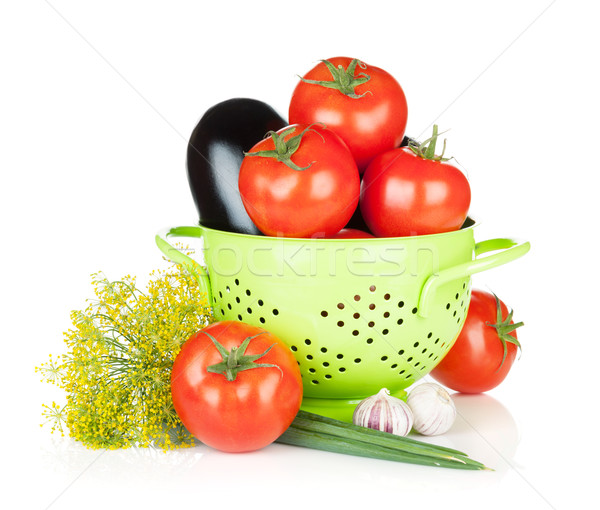 Fresh ripe vegetables in colander Stock photo © karandaev