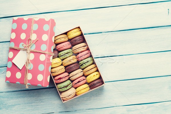 Colorful macaroons in a gift box Stock photo © karandaev