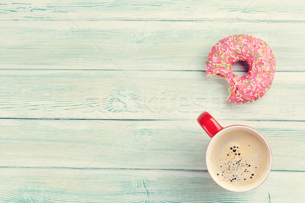 Coffee cup and donut Stock photo © karandaev