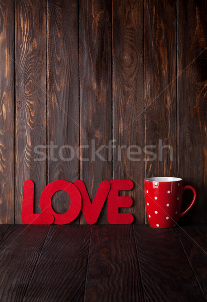 Stock photo: Valentines day greeting card with hot drink cup