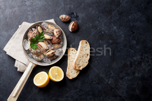Fresh seafood. Scallops Stock photo © karandaev